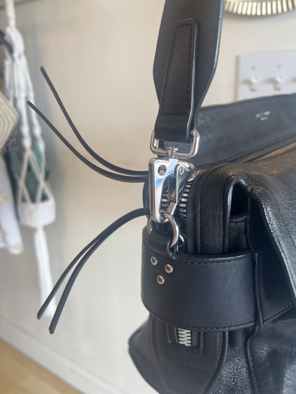 rag & bone Black Faux Leather Shoulder Bag with Wide Strap - Picture 7 of 10